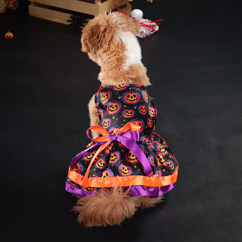 Halloween Pumpkin & Skull Dog Skirt 🎃