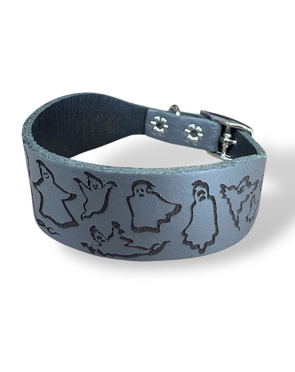 Ghosties Halloween Leather Dog Collar 👻
