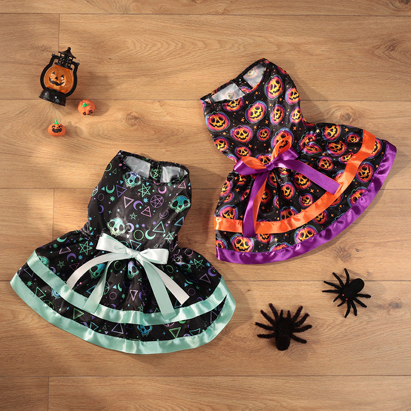 Halloween Pumpkin & Skull Dog Skirt 🎃