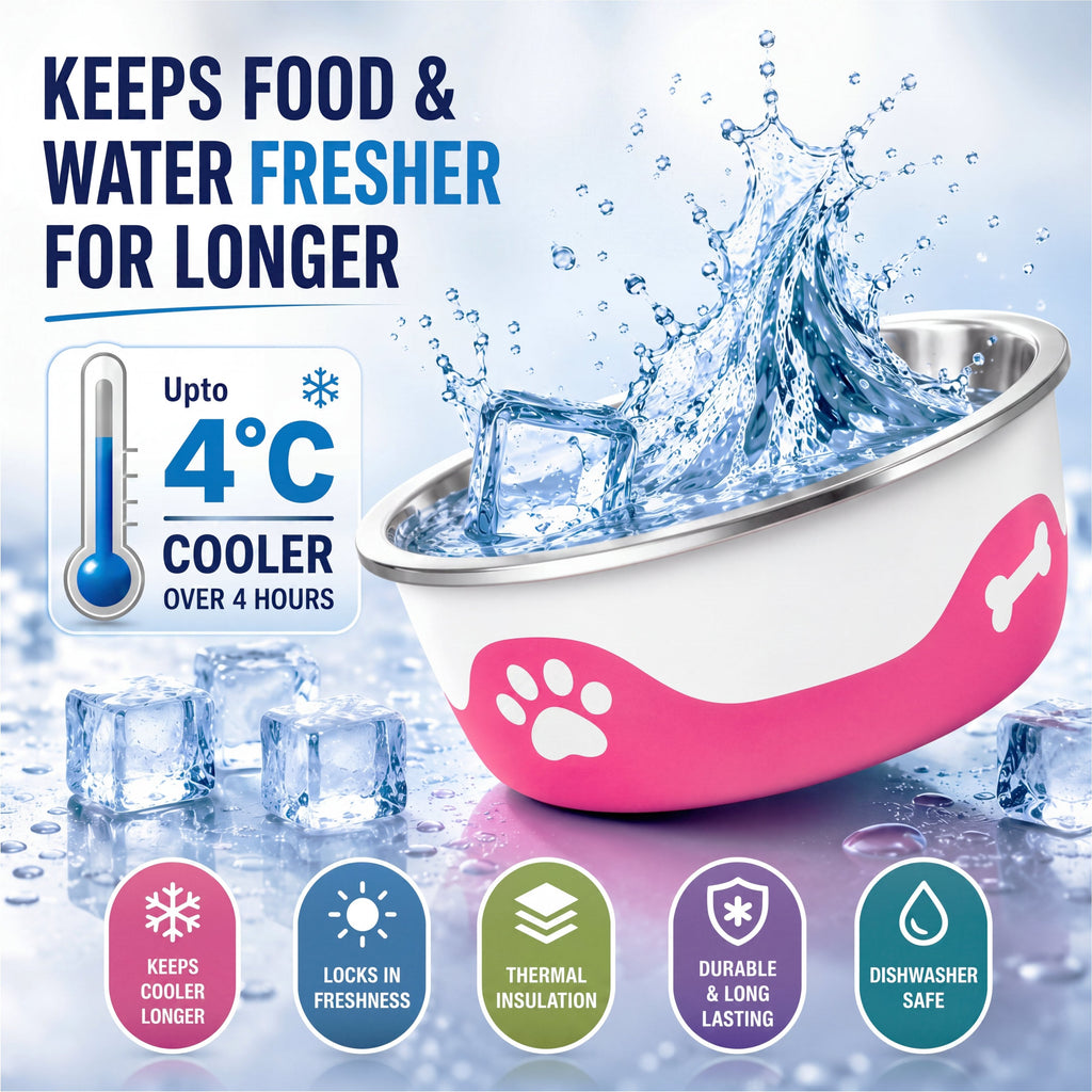 ThermaCool Dog Bowl – Hot Pink