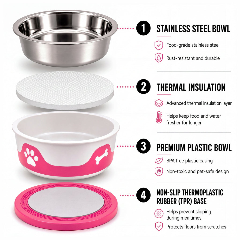 ThermaCool Dog Bowl – Hot Pink