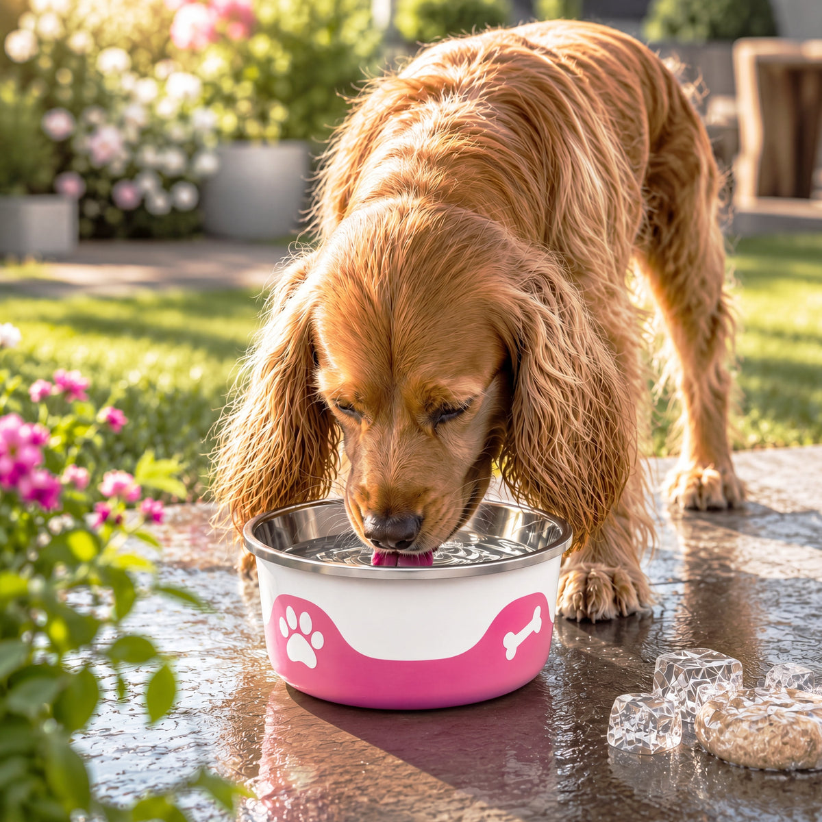 ThermaCool Dog Bowl – Hot Pink