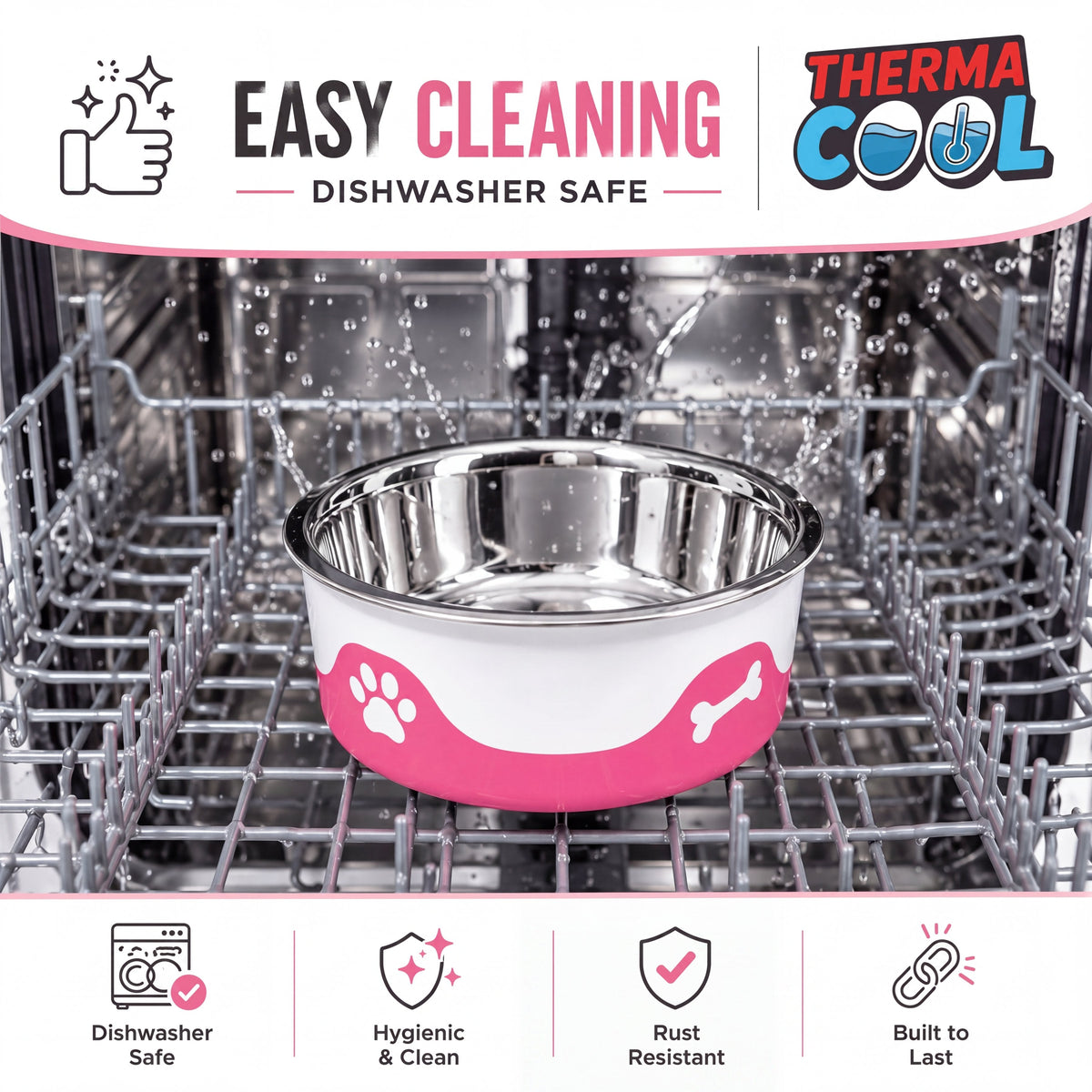 ThermaCool Dog Bowl – Hot Pink