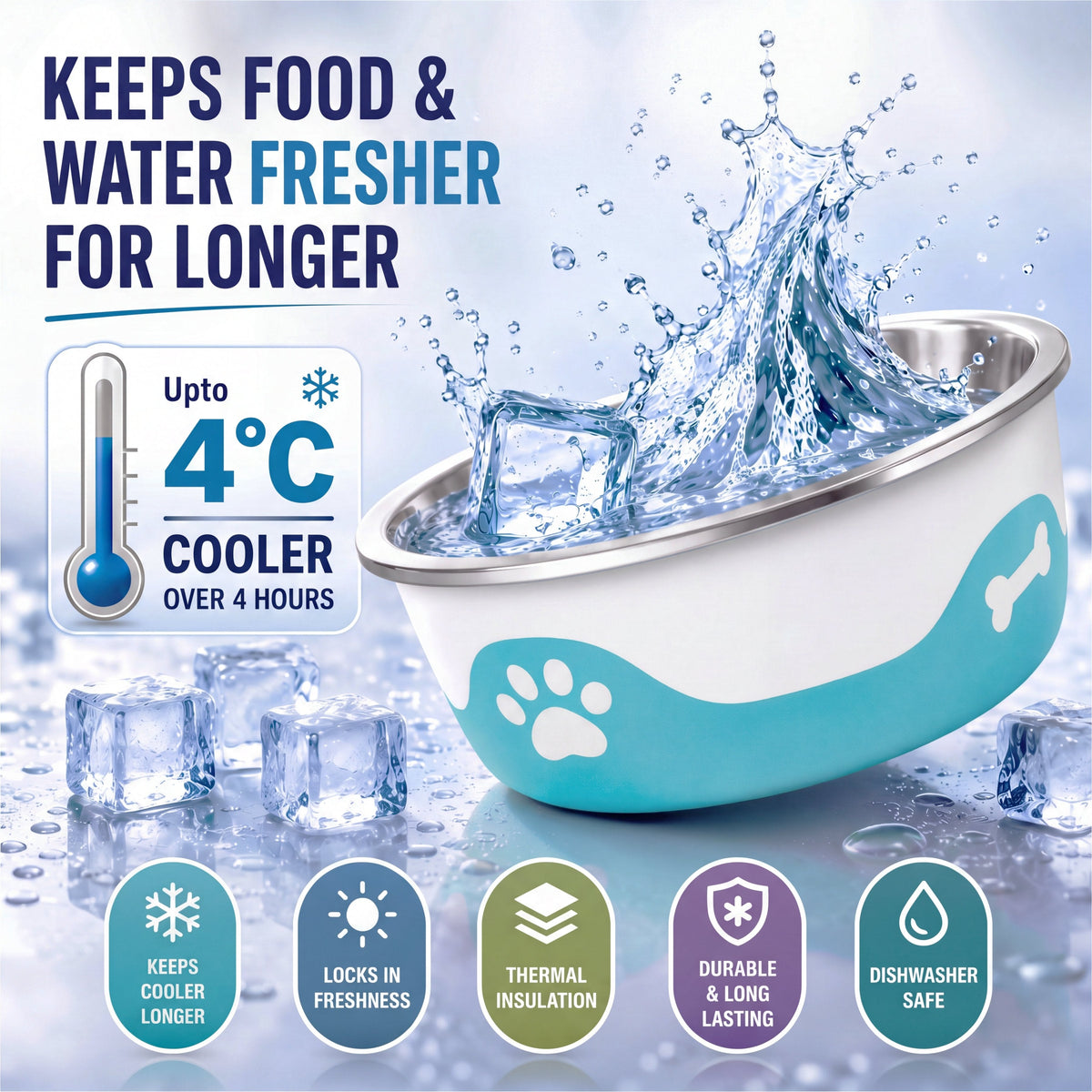 ThermaCool Dog Bowl – Azure Blue