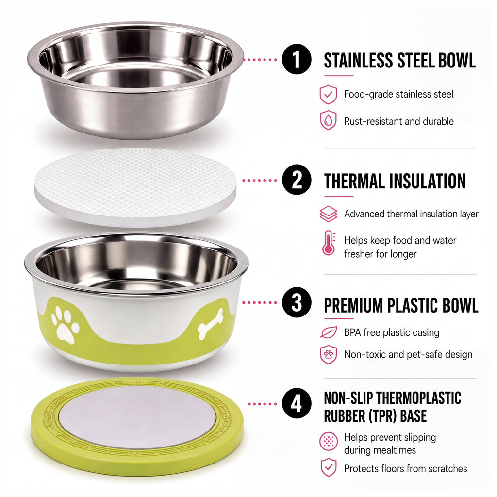 ThermaCool Dog Bowl – Olive Green