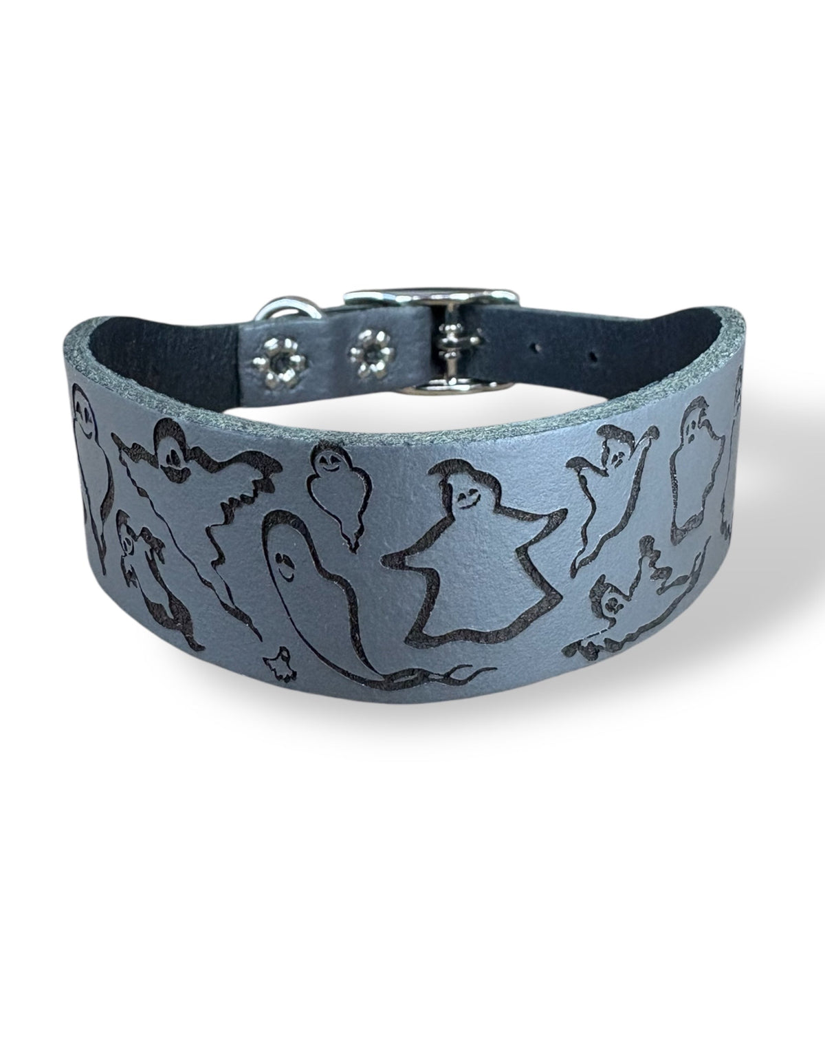 Ghosties Halloween Leather Dog Collar 👻