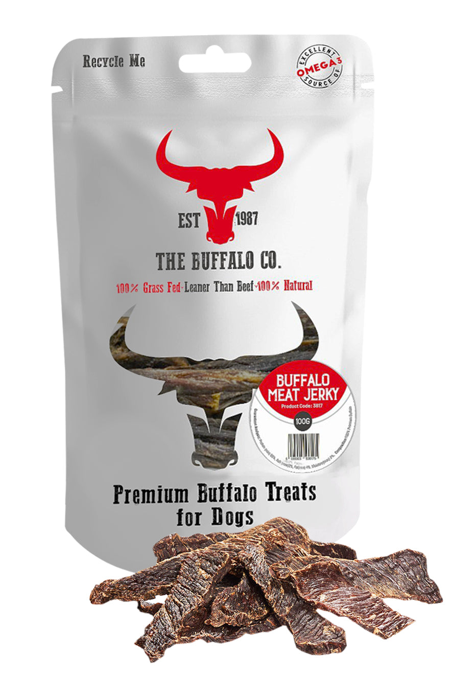 Buffalo Meat Jerky Dog Treats – 100g or 1kg