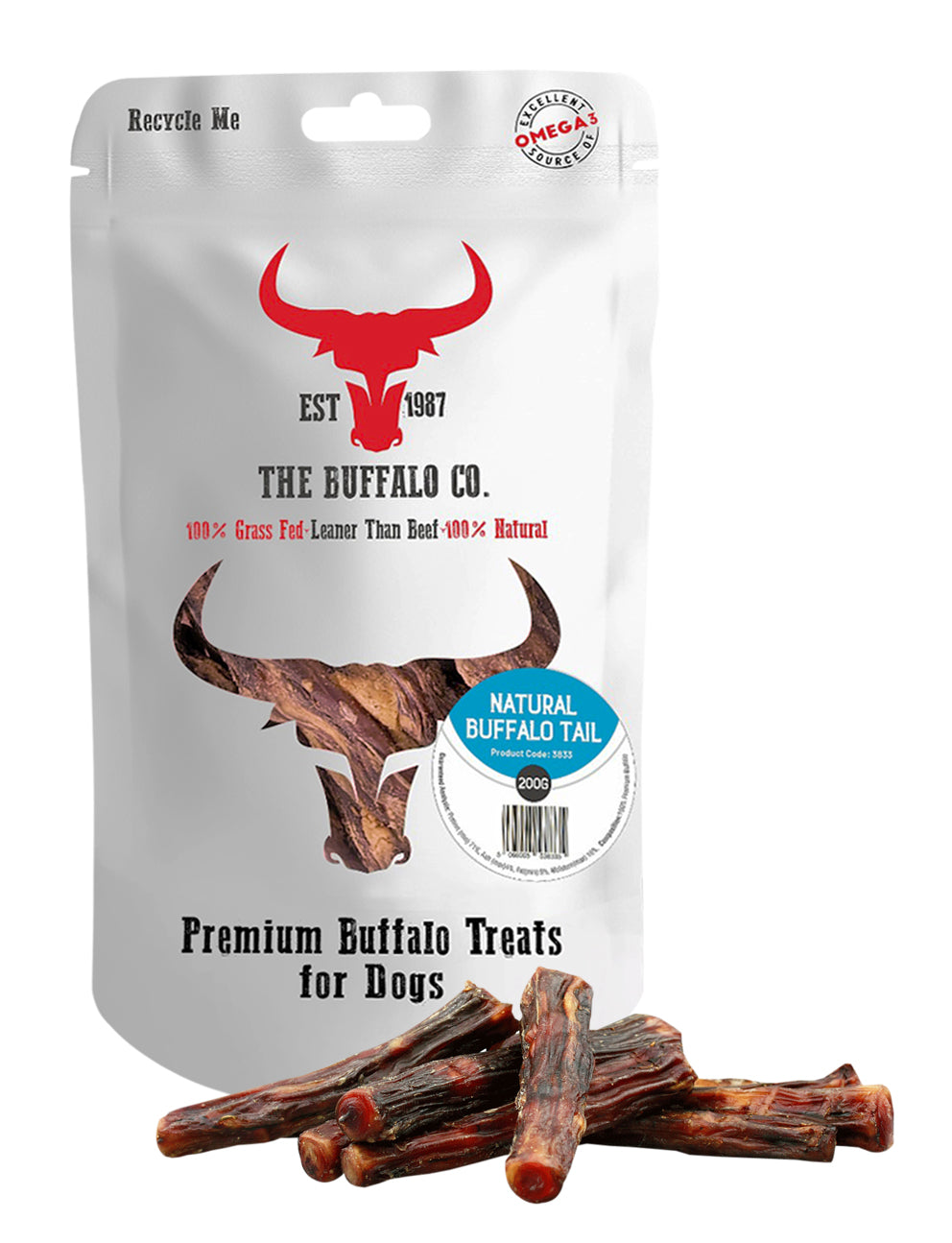 Buffalo Tail Dog Treats – 200g or 1kg
