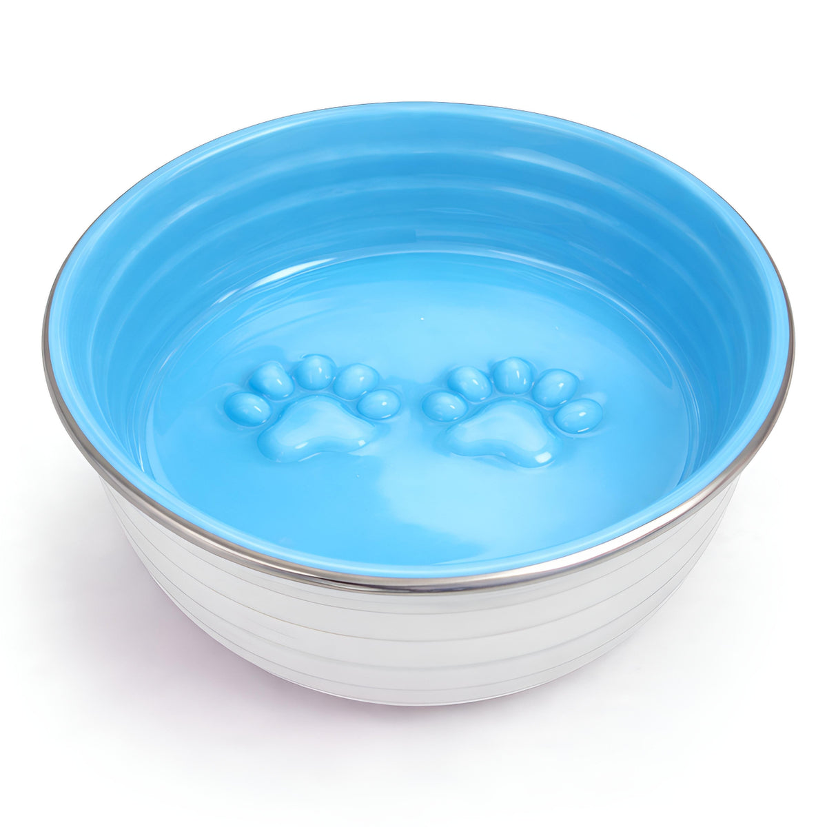 Poppy Collection Stainless Steel Dog Bowl – Blue