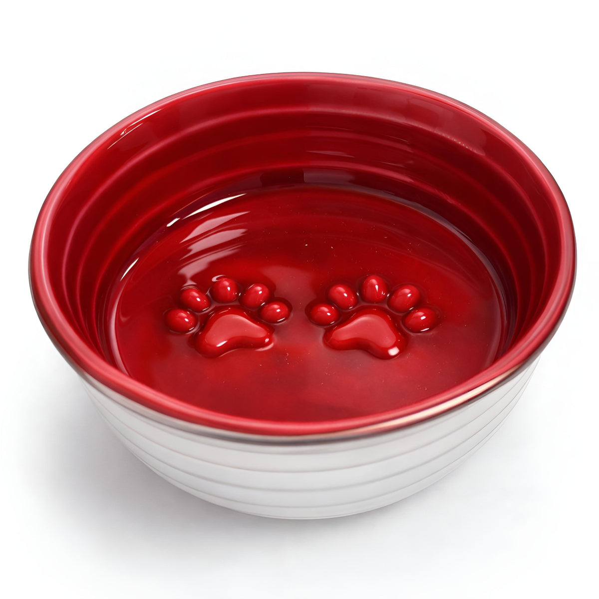 Poppy Collection Stainless Steel Dog Bowl – Red