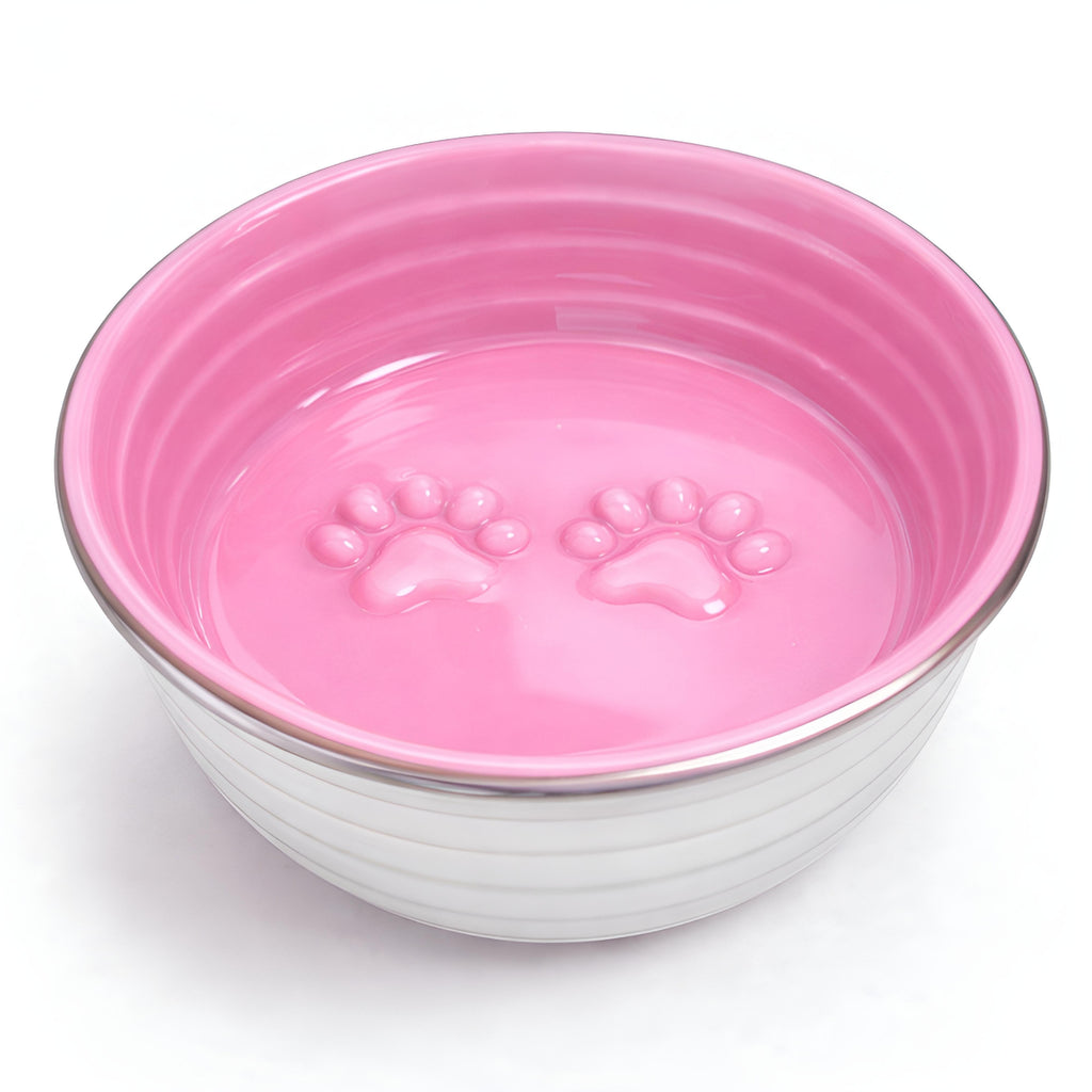 Poppy Collection Stainless Steel Dog Bowl – Pink