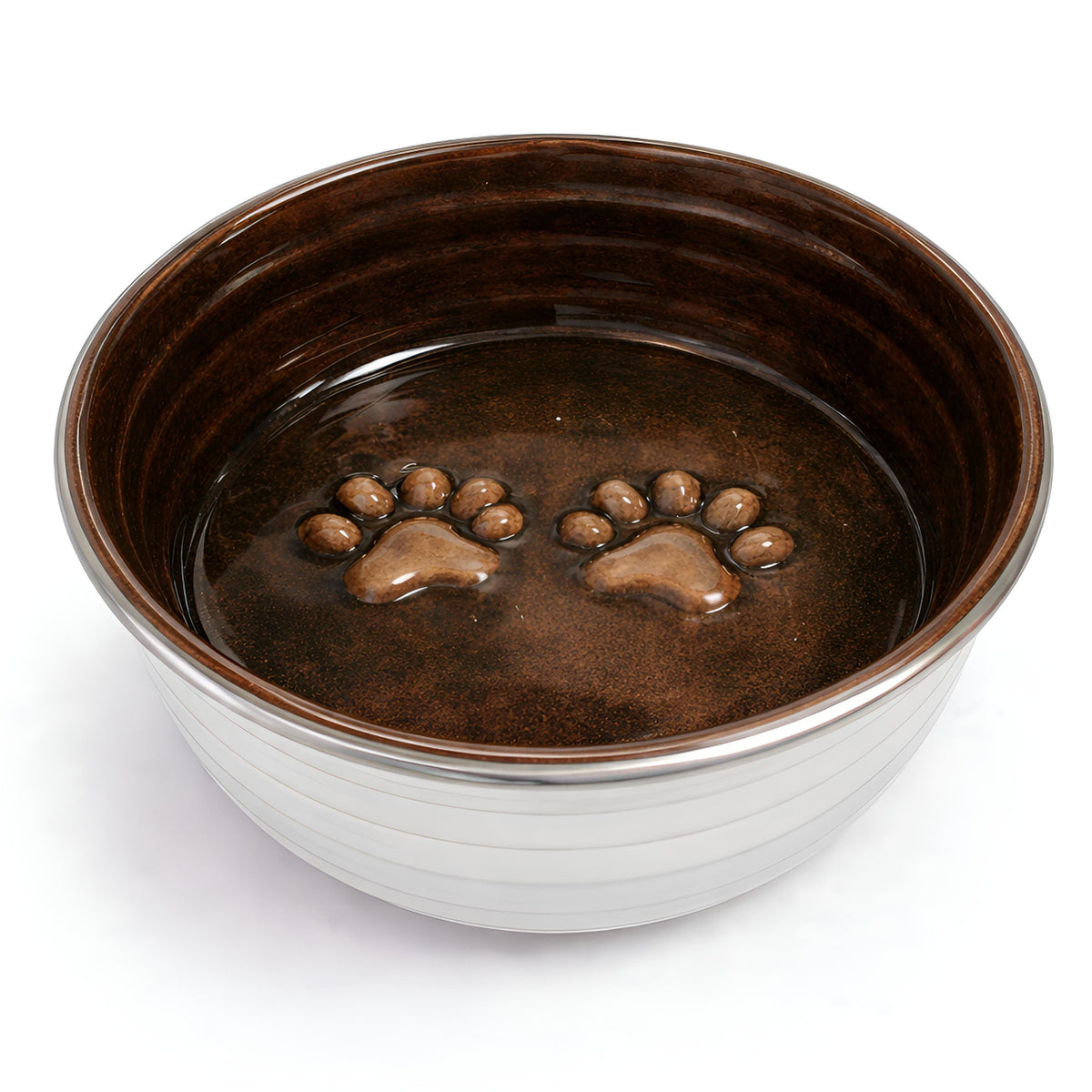 Poppy Collection Stainless Steel Dog Bowl – Chocolate