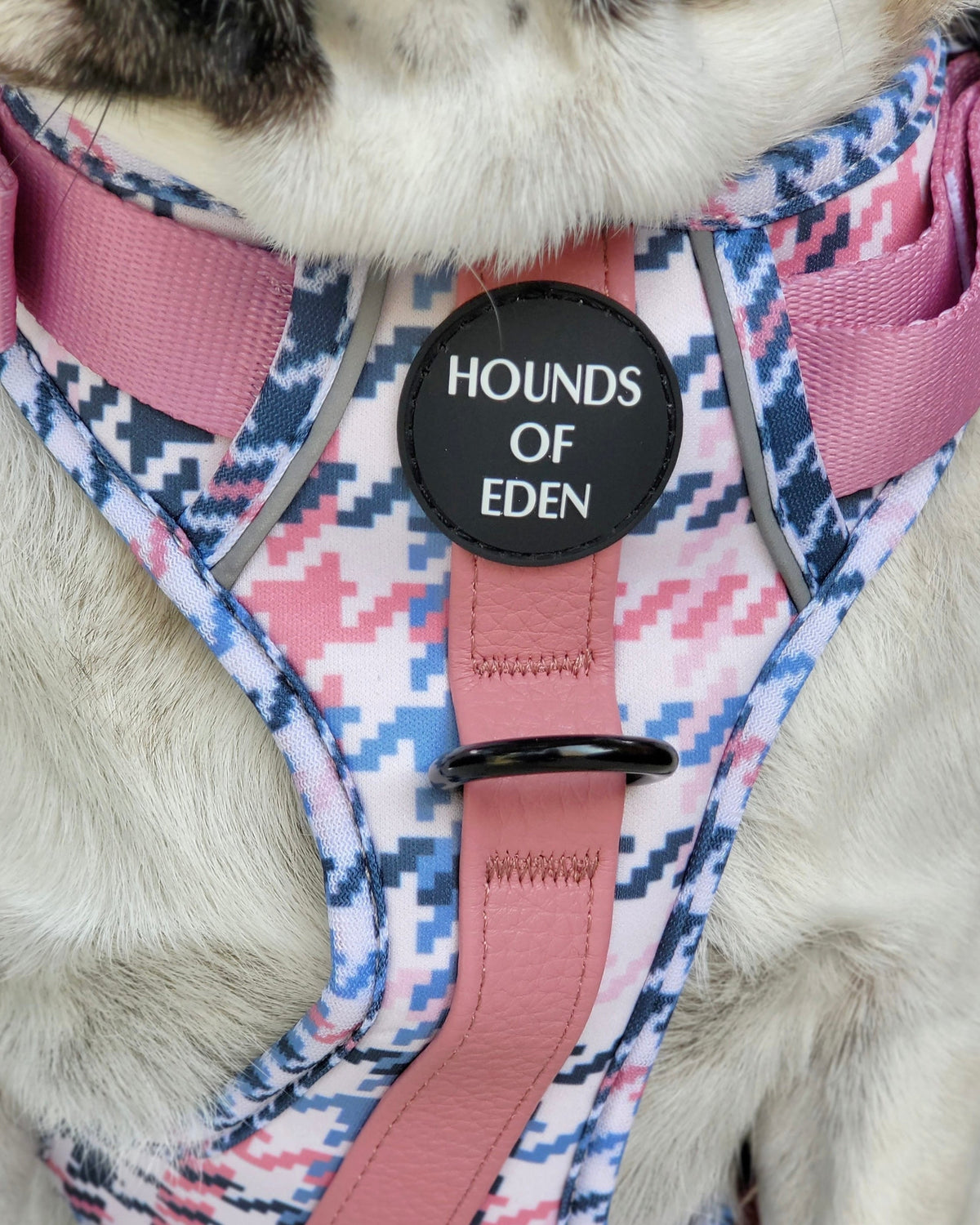Pink Houndstooth Vegan Leather Dog Collar