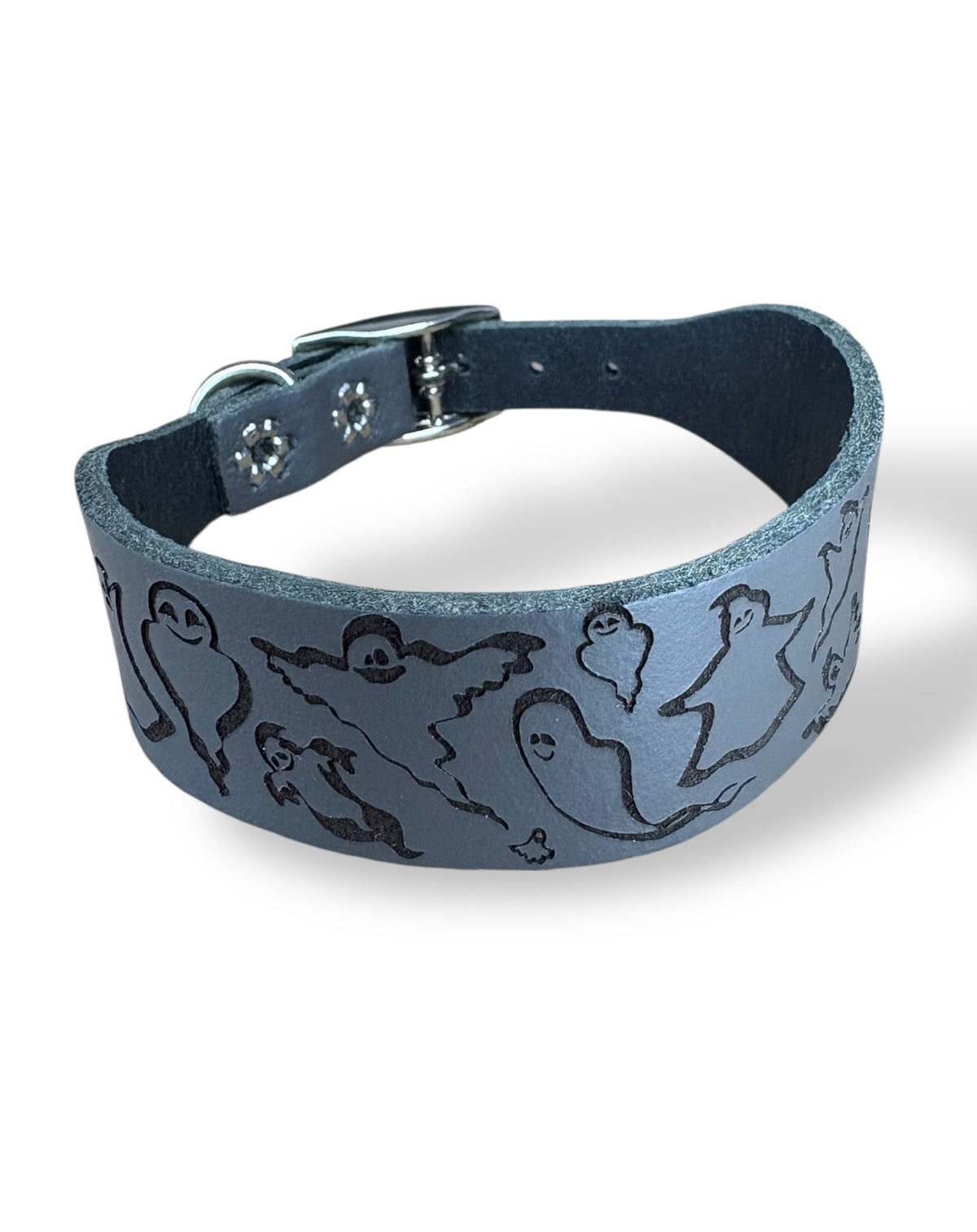 Ghosties Halloween Leather Dog Collar 👻