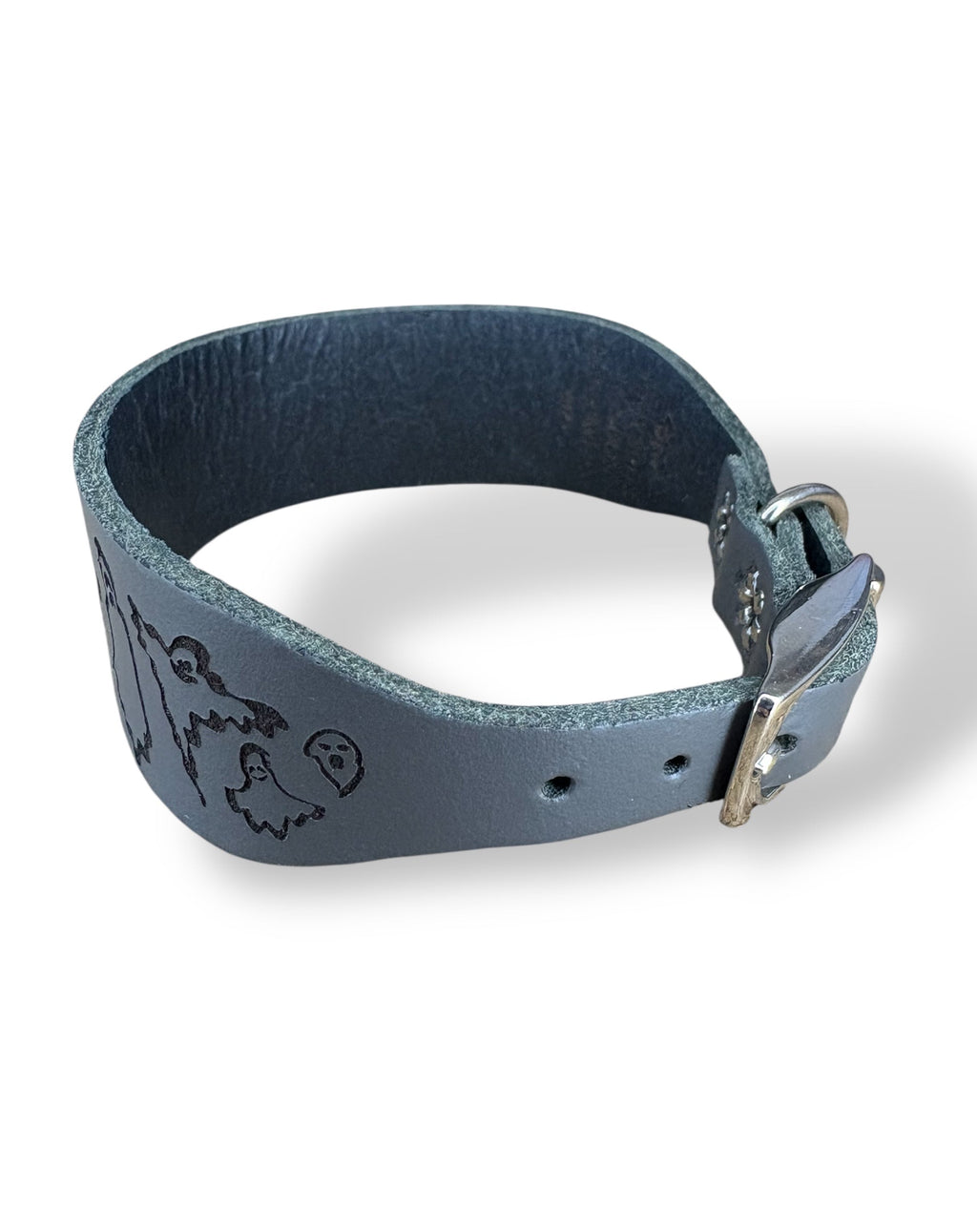 Ghosties Halloween Leather Dog Collar 👻