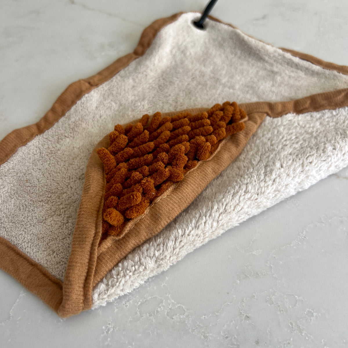 Mini Dog Towel + Clip – Beige & Brown