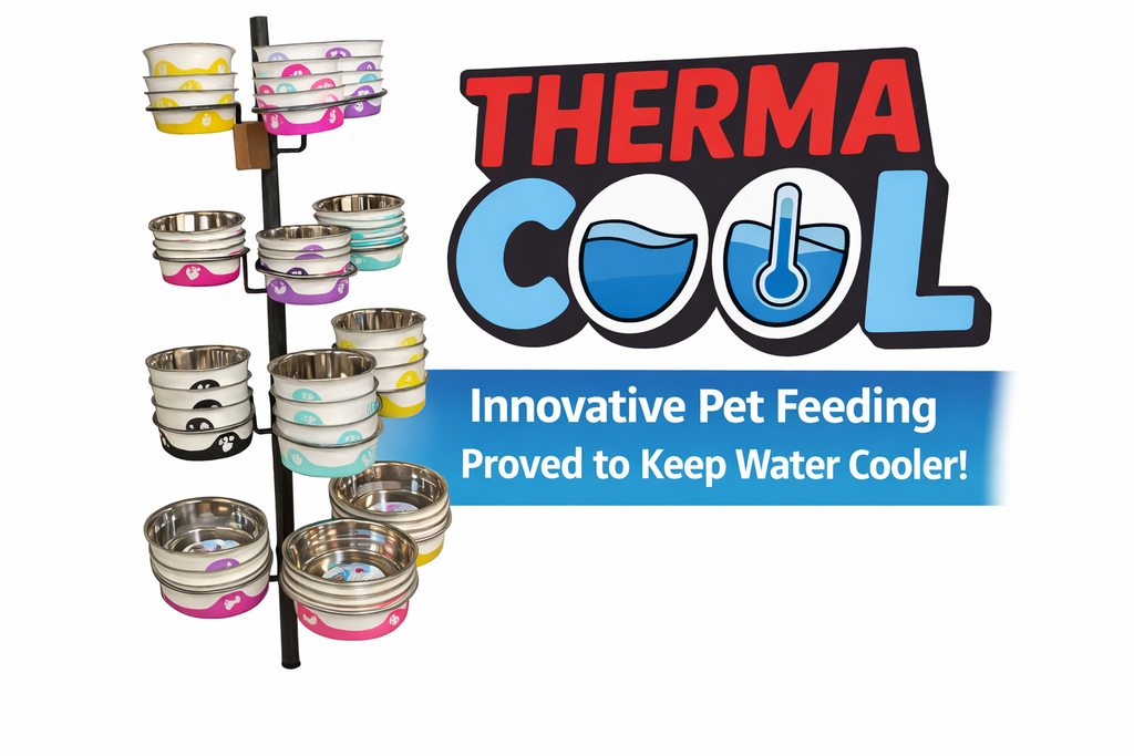 ThermaCool Dog Bowl Display Bundle – 120 Bowls & Stand