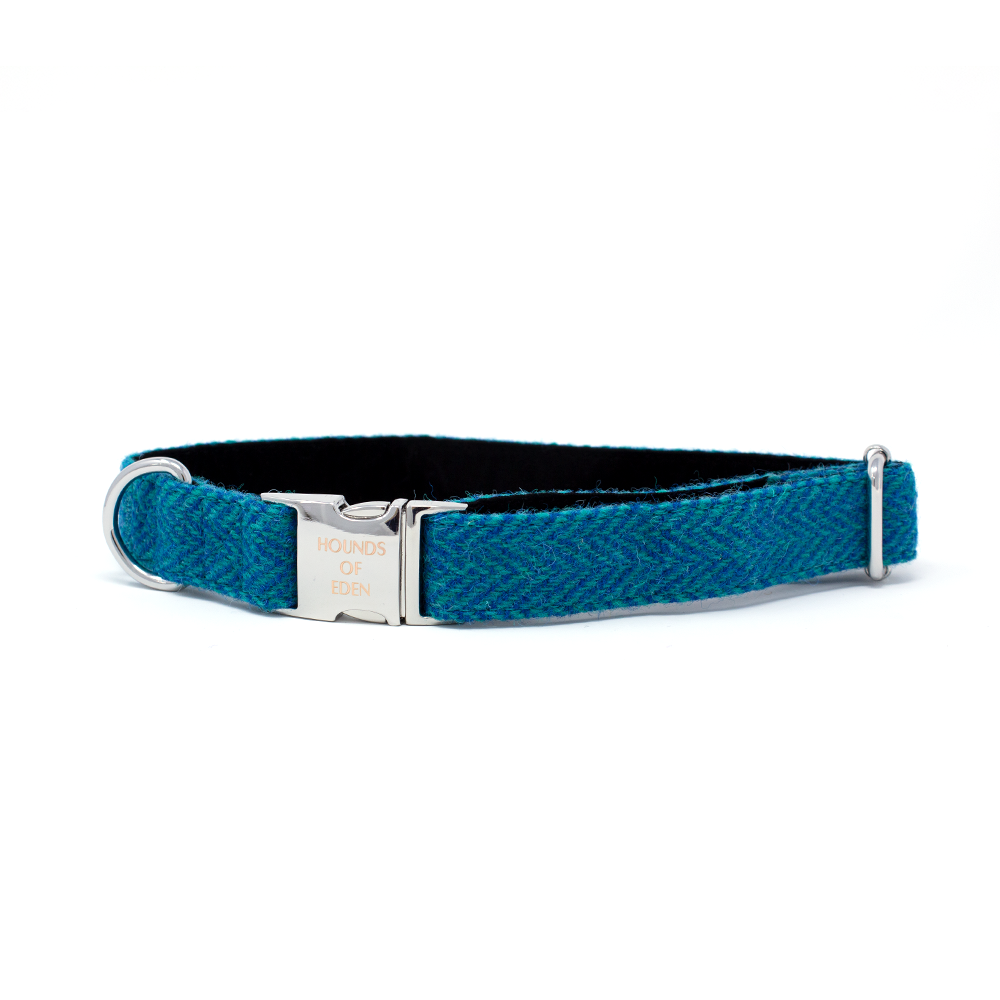 Bruce Blue & Teal Herringbone Tweed-Inspired Dog Harness