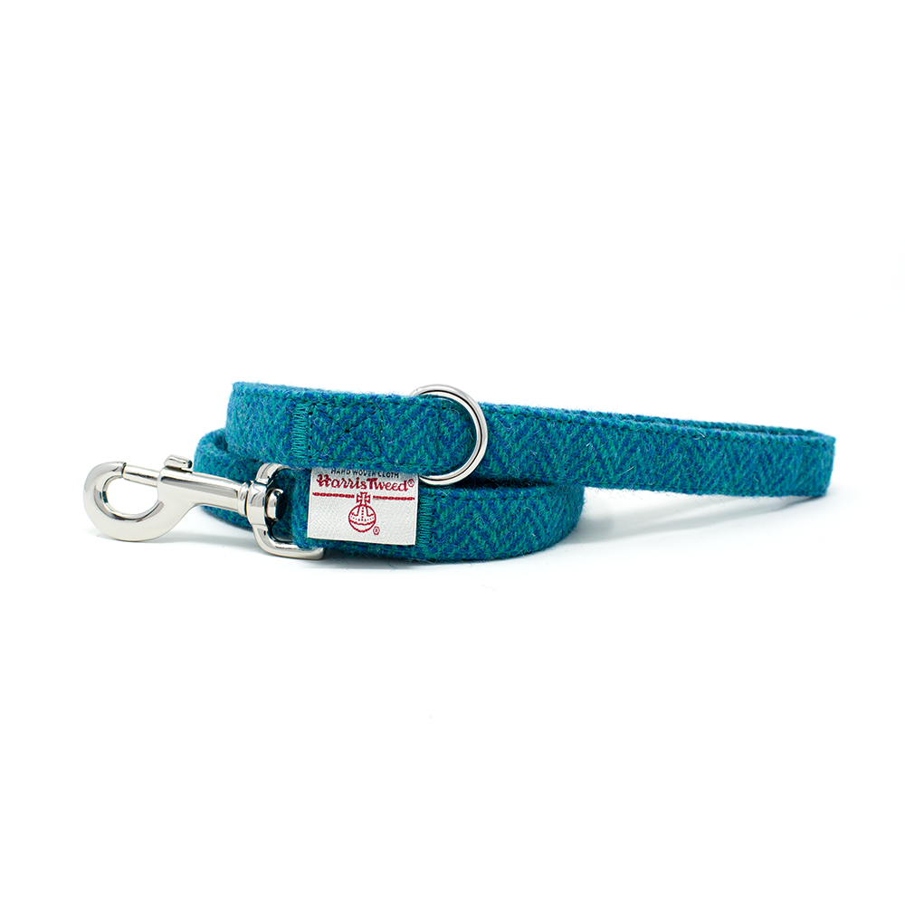 Bruce Blue & Teal Herringbone Tweed-Inspired Dog Harness