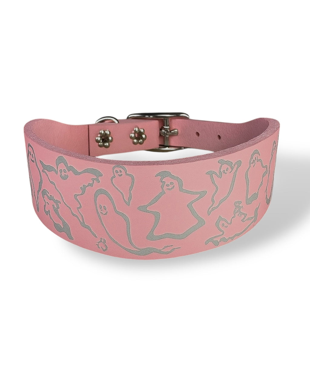 Ghosties Halloween Leather Dog Collar 👻