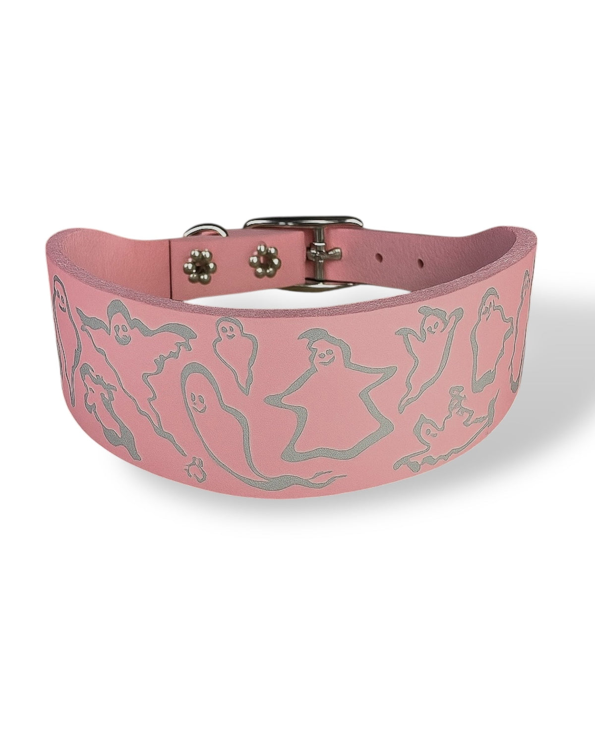 Ghosties Halloween Leather Dog Collar 👻