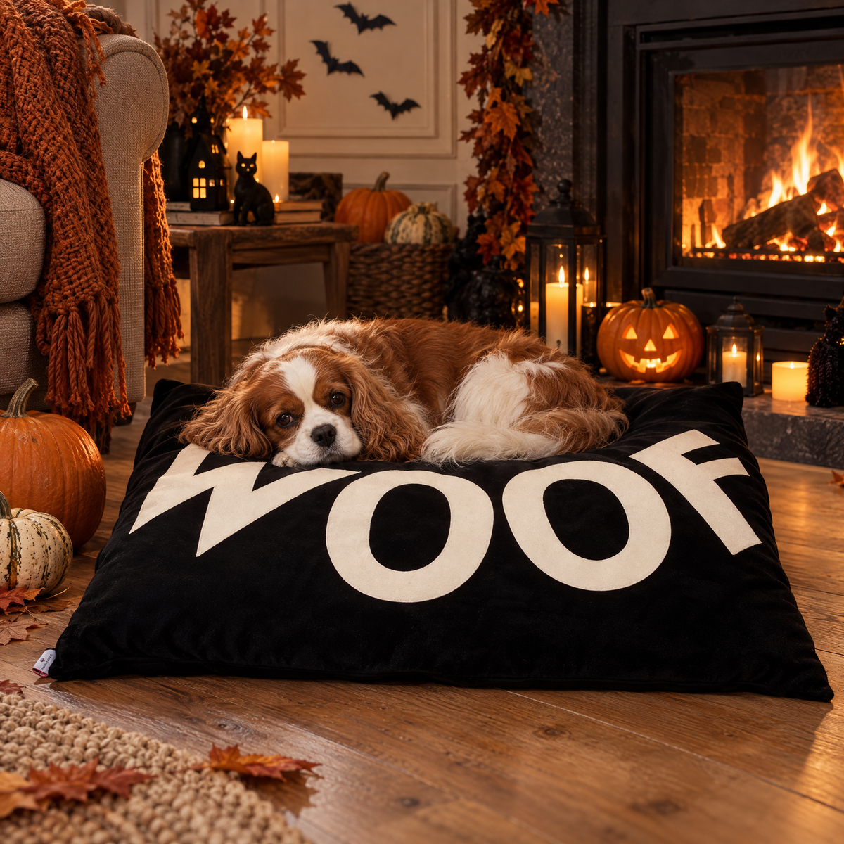 Big WOOF Black Velvet Dog Bed 🐾
