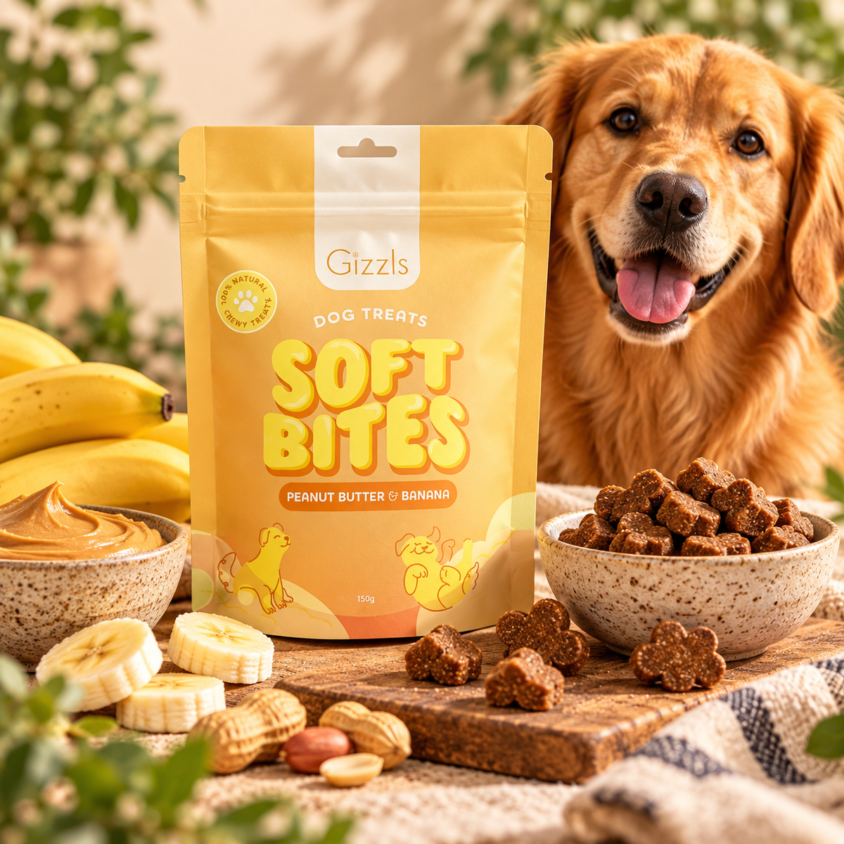 Peanut Butter & Banana Soft Dog Treats (150g)