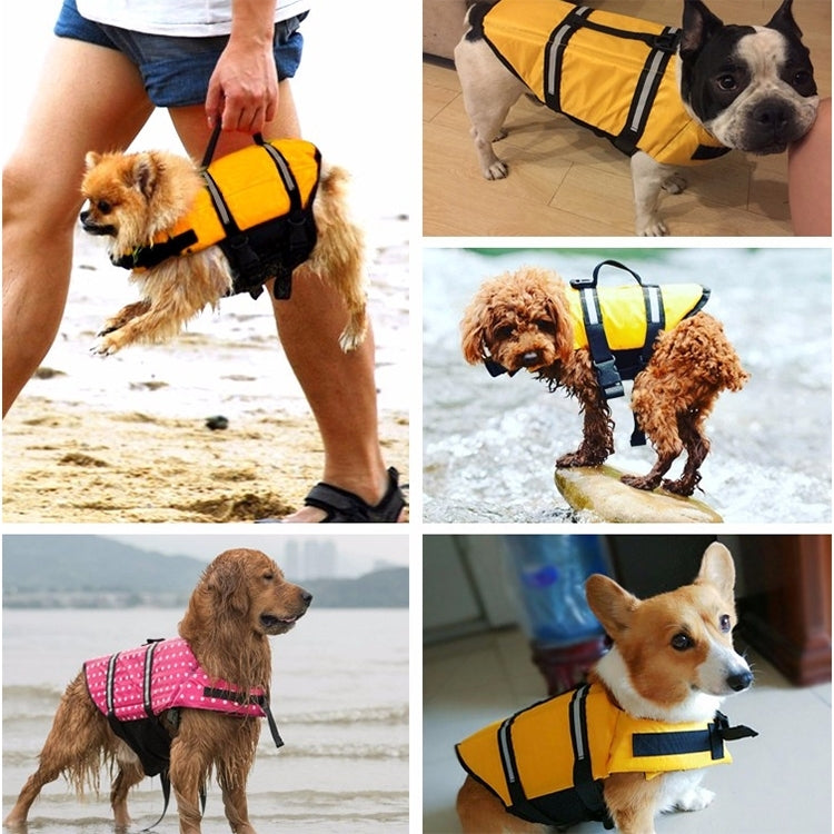 Reflective Dog Swimming Vest – Pink Dot, Size S