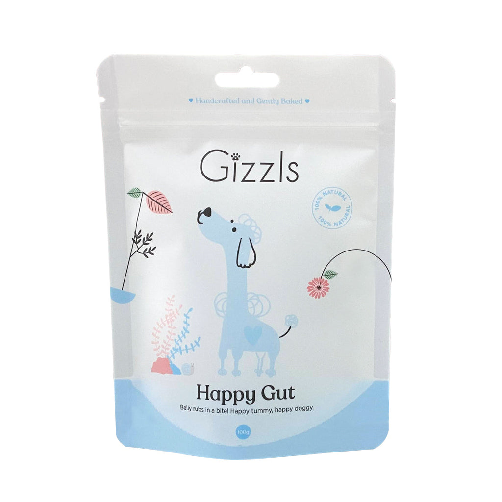 GIZZLS HAPPY GUT SMALL DOG TREATS – 100G