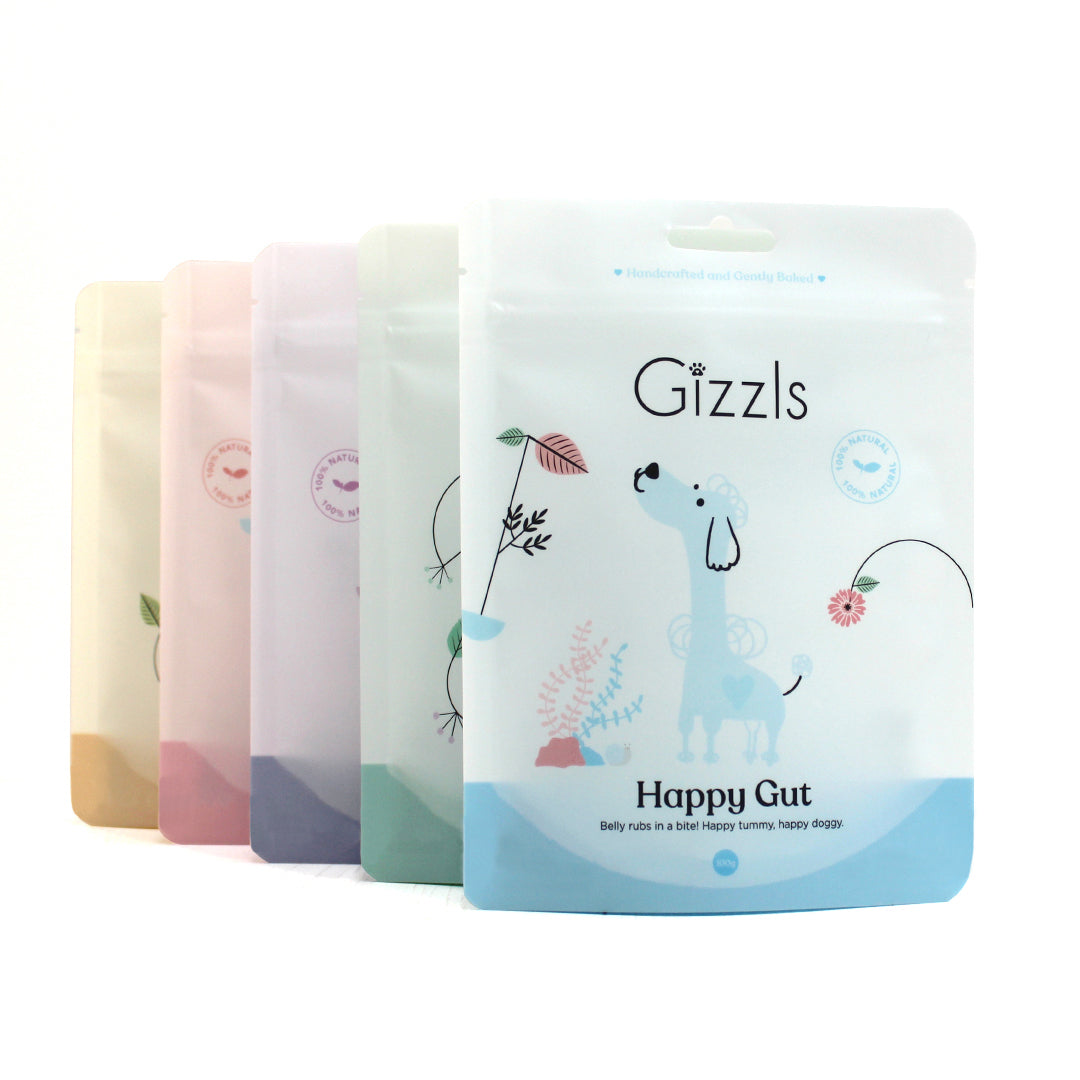 GIZZLS HAPPY GUT SMALL DOG TREATS – 100G