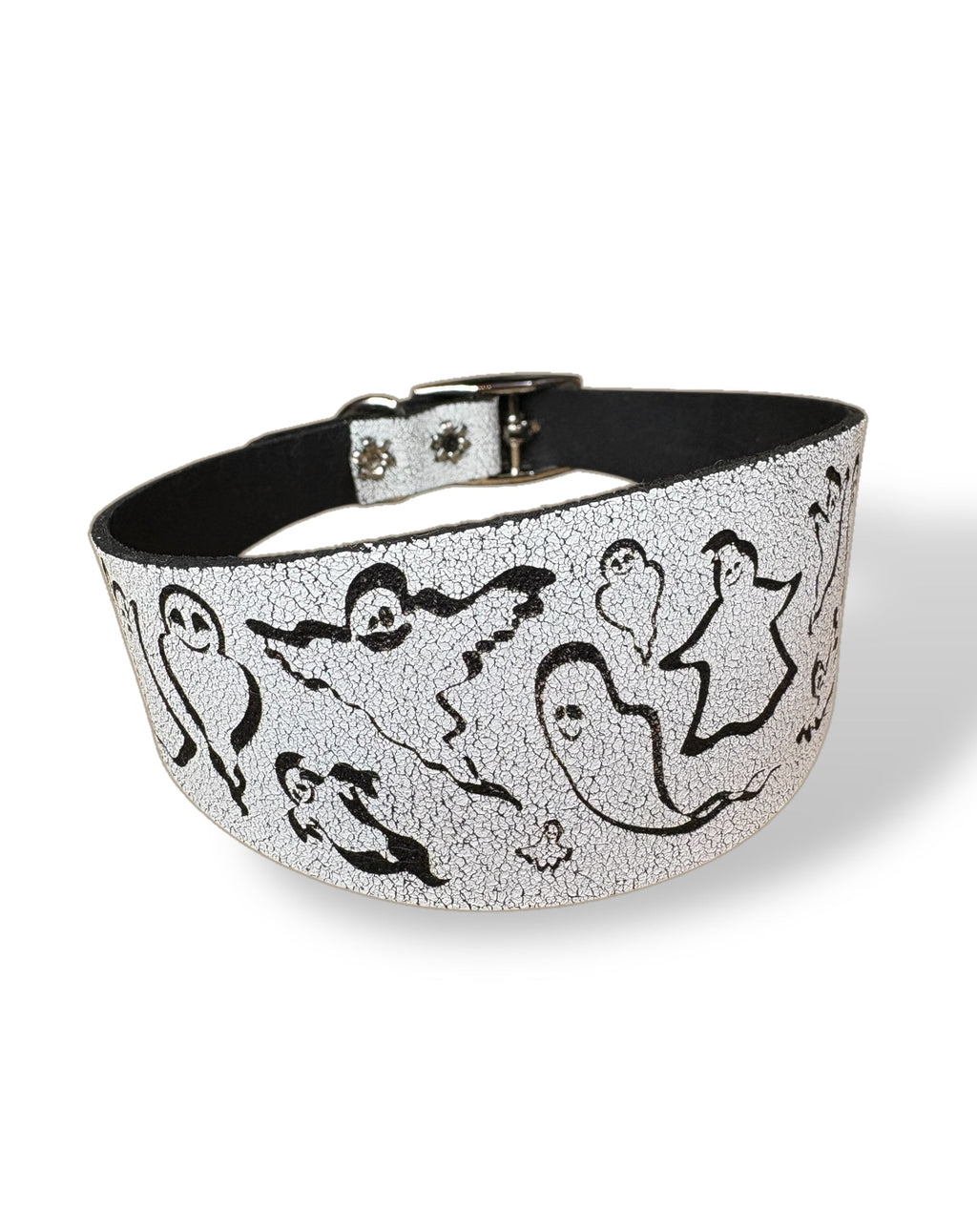 Ghosties Halloween Leather Dog Collar 👻