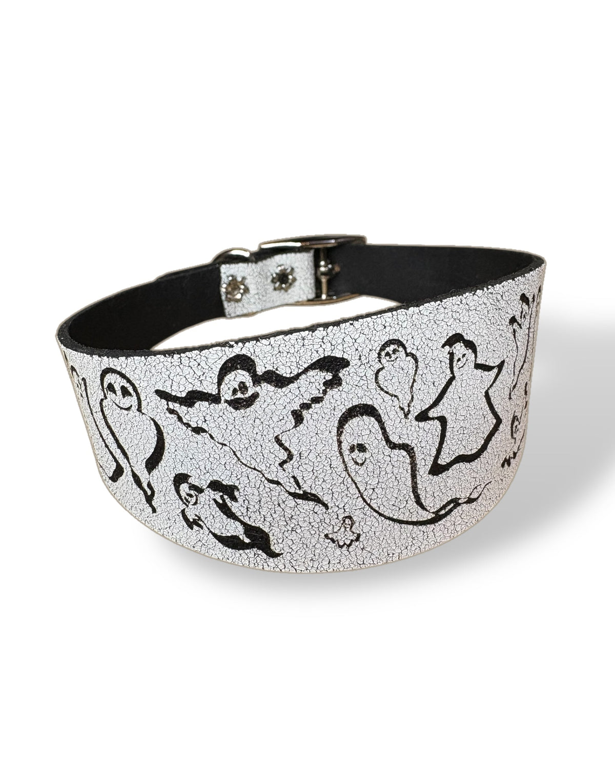 Ghosties Halloween Leather Dog Collar 👻