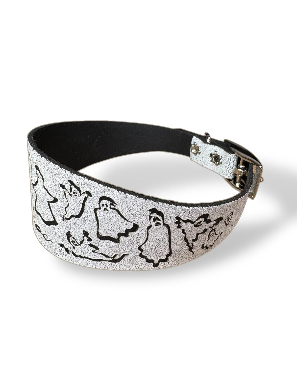 Ghosties Halloween Leather Dog Collar 👻