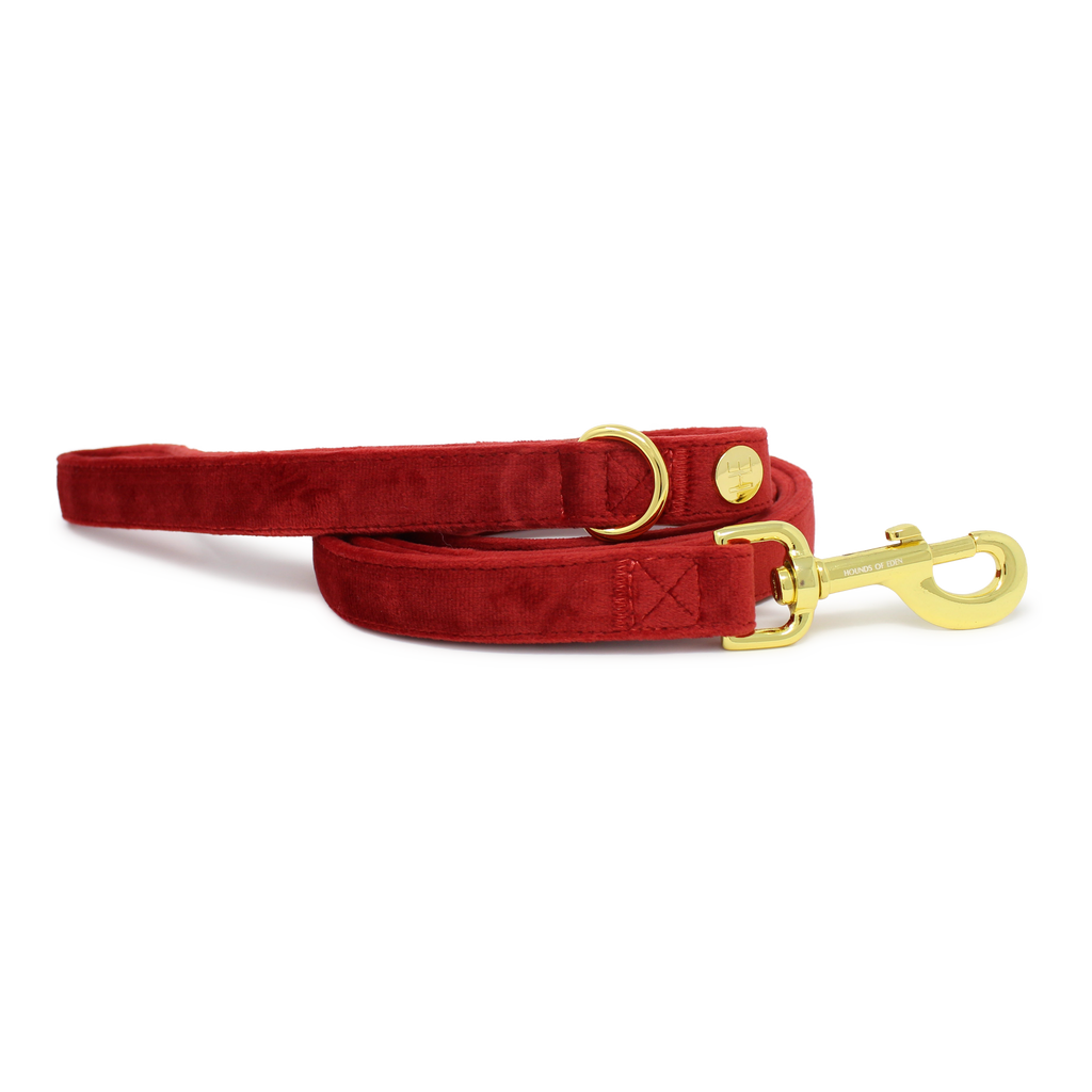 Ruby Red Velvet Dog Lead
