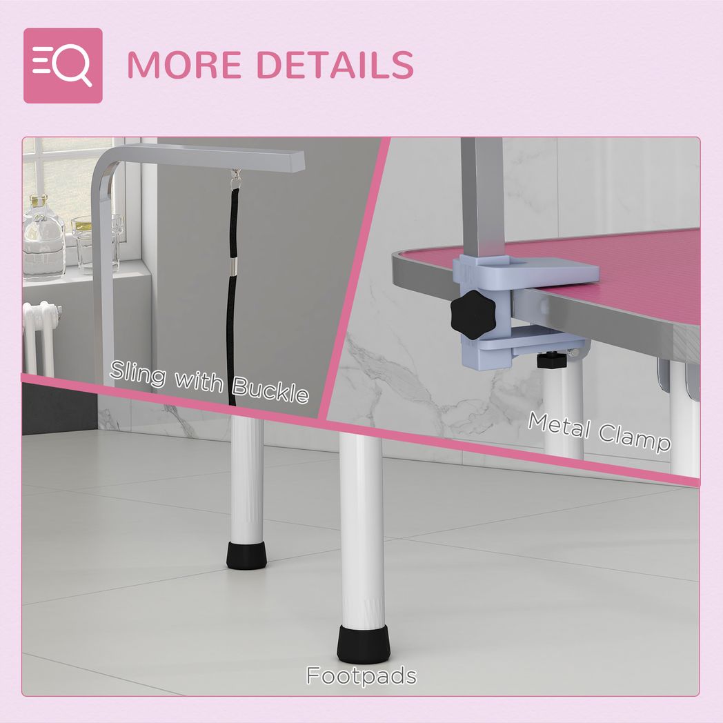 PawHut Foldable Dog Grooming Table with Adjustable Arm