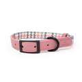 Pink Houndstooth Vegan Leather Dog Collar
