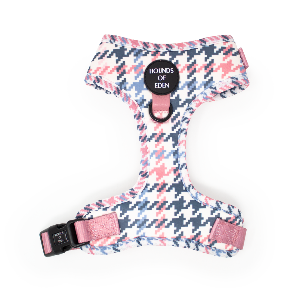 Pink Houndstooth Vegan Leather Dog Collar
