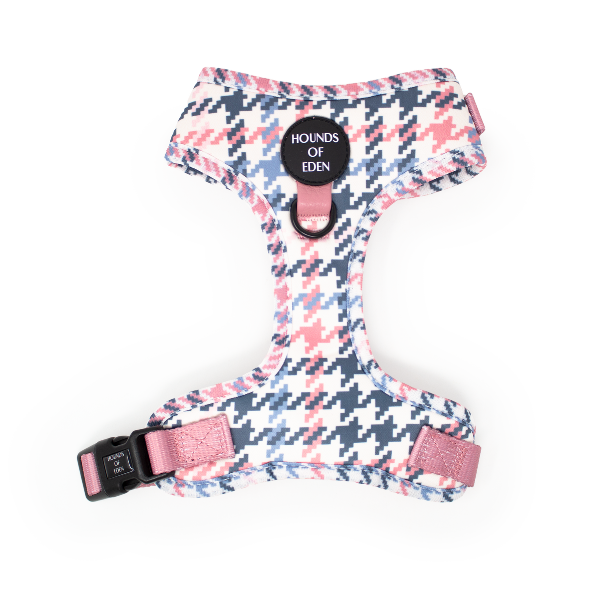 Pink Houndstooth Vegan Leather Dog Collar