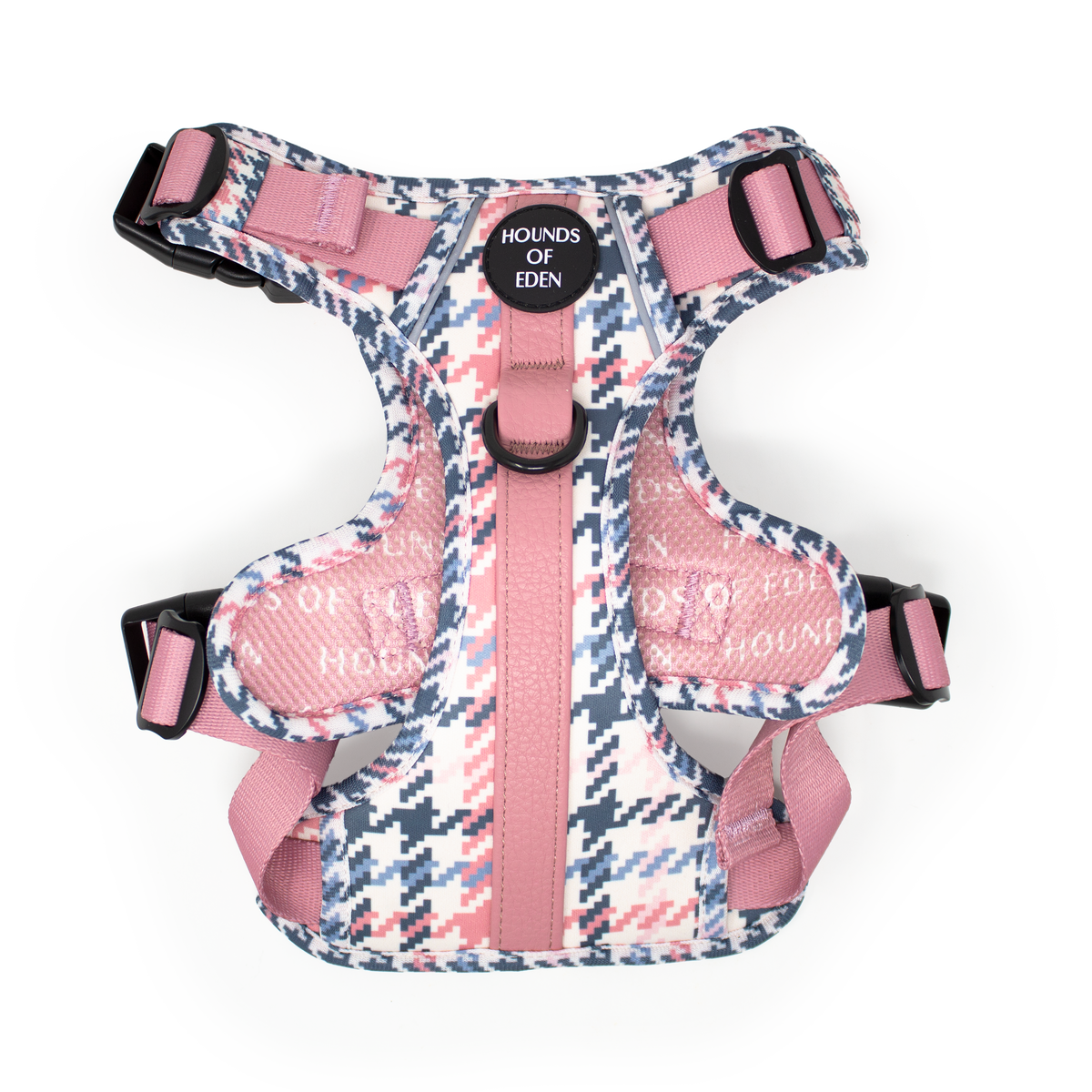 Pink Houndstooth Vegan Leather Dog Collar