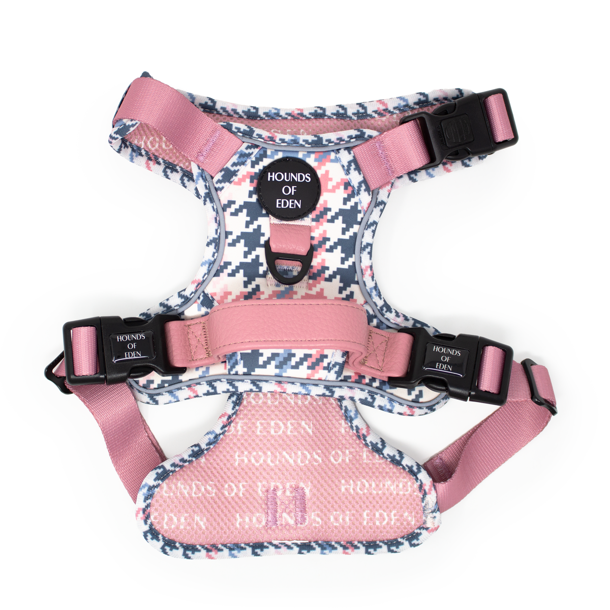 Pink Houndstooth Vegan Leather Dog Collar