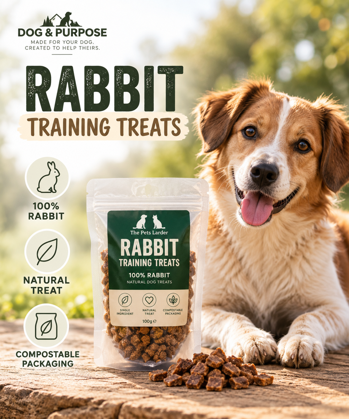 The Pets Larder 100% Rabbit Training Treats for Dogs & Cats