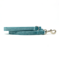 Tiffany's Light Teal Velvet Dog Lead with Silver Hardware