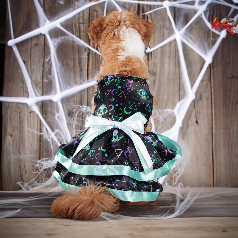 Halloween Pumpkin & Skull Dog Skirt 🎃