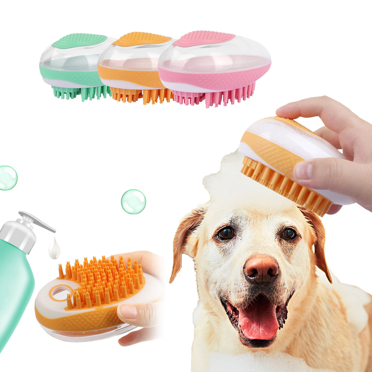 2-in-1 Silicone Dog Bath & Grooming Brush 🐾