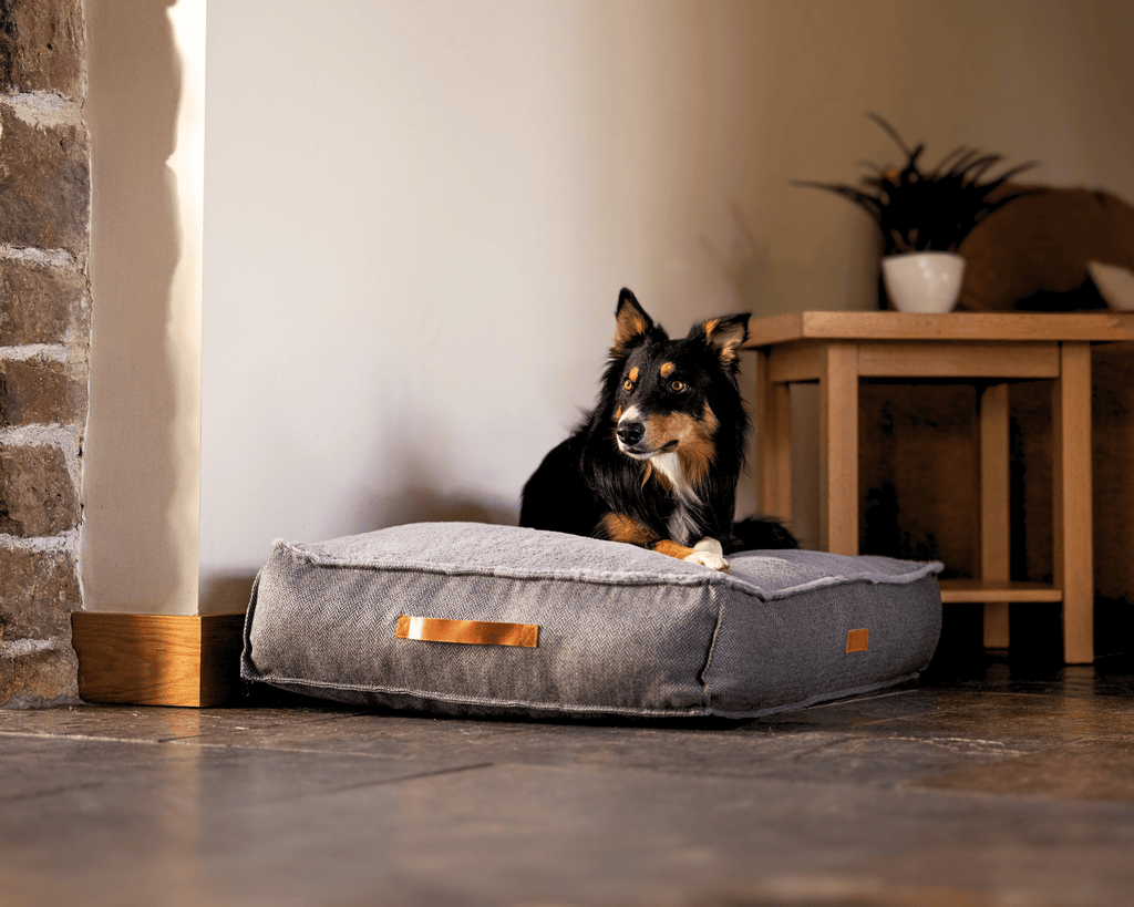 The Balmoral Herringbone Flat Pillow Dog Bed
