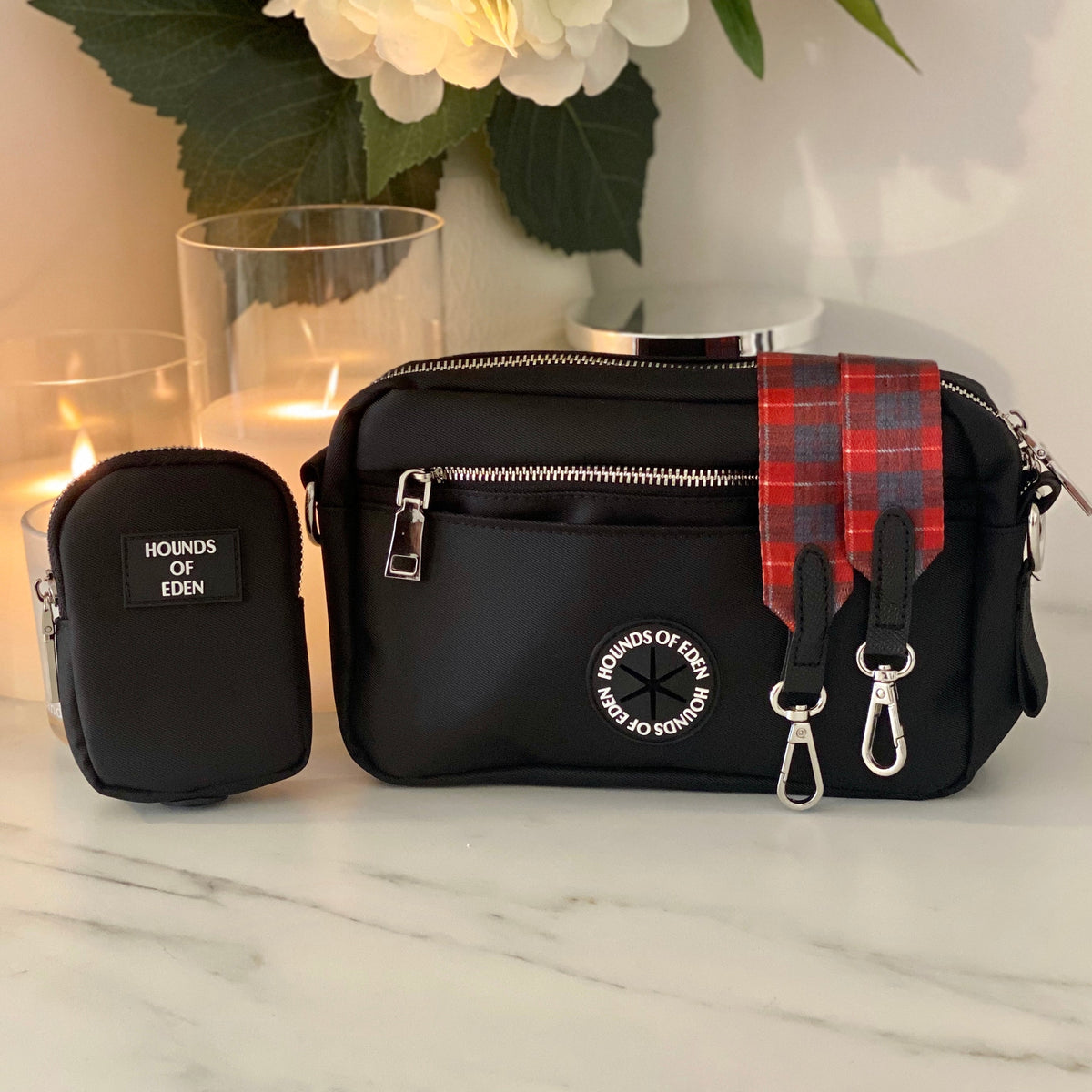 Black Dog Walking Bag with Silver Hardware | Bag Only