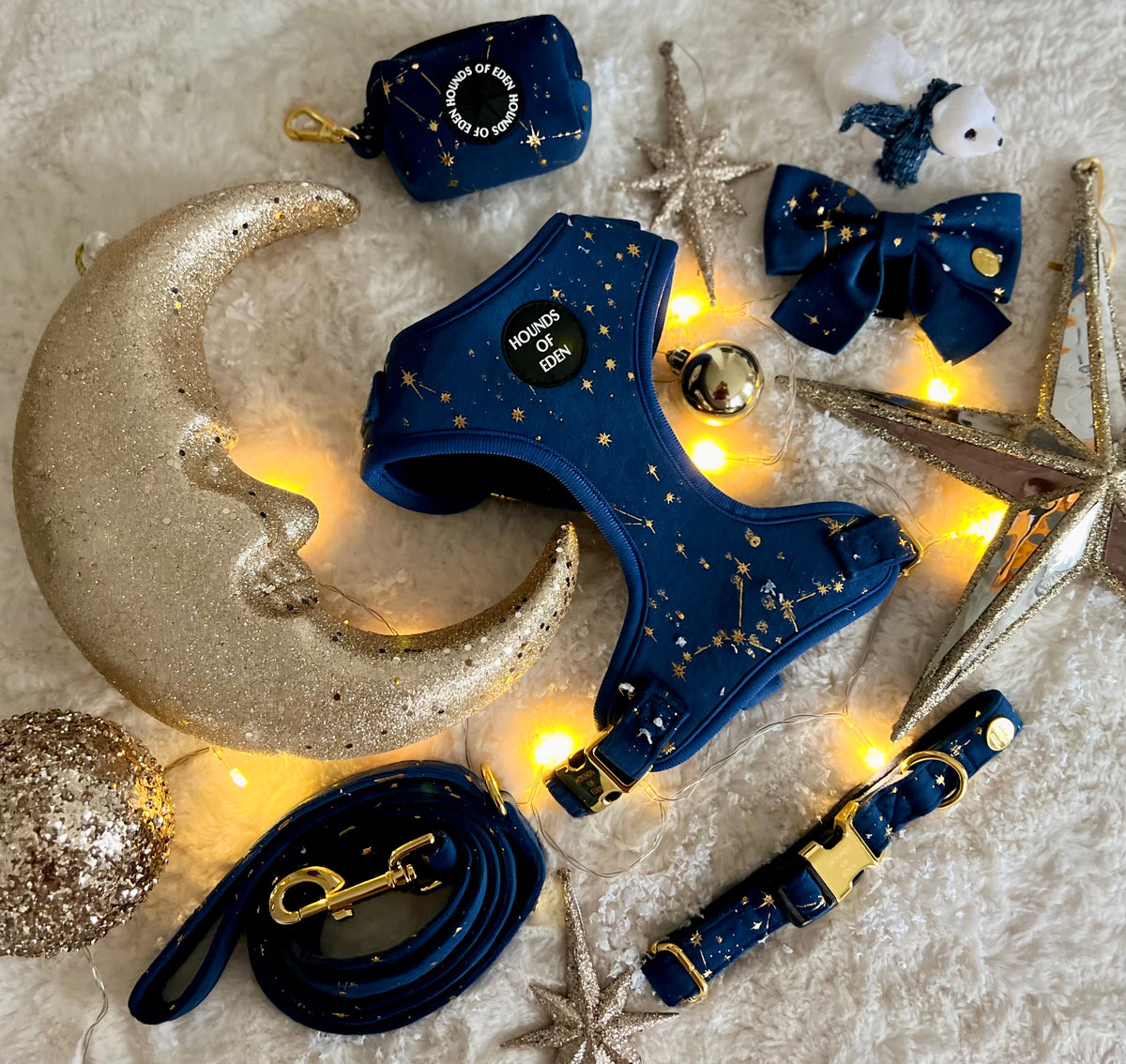 Sapphire Stars Velvet Poop Bag Holder