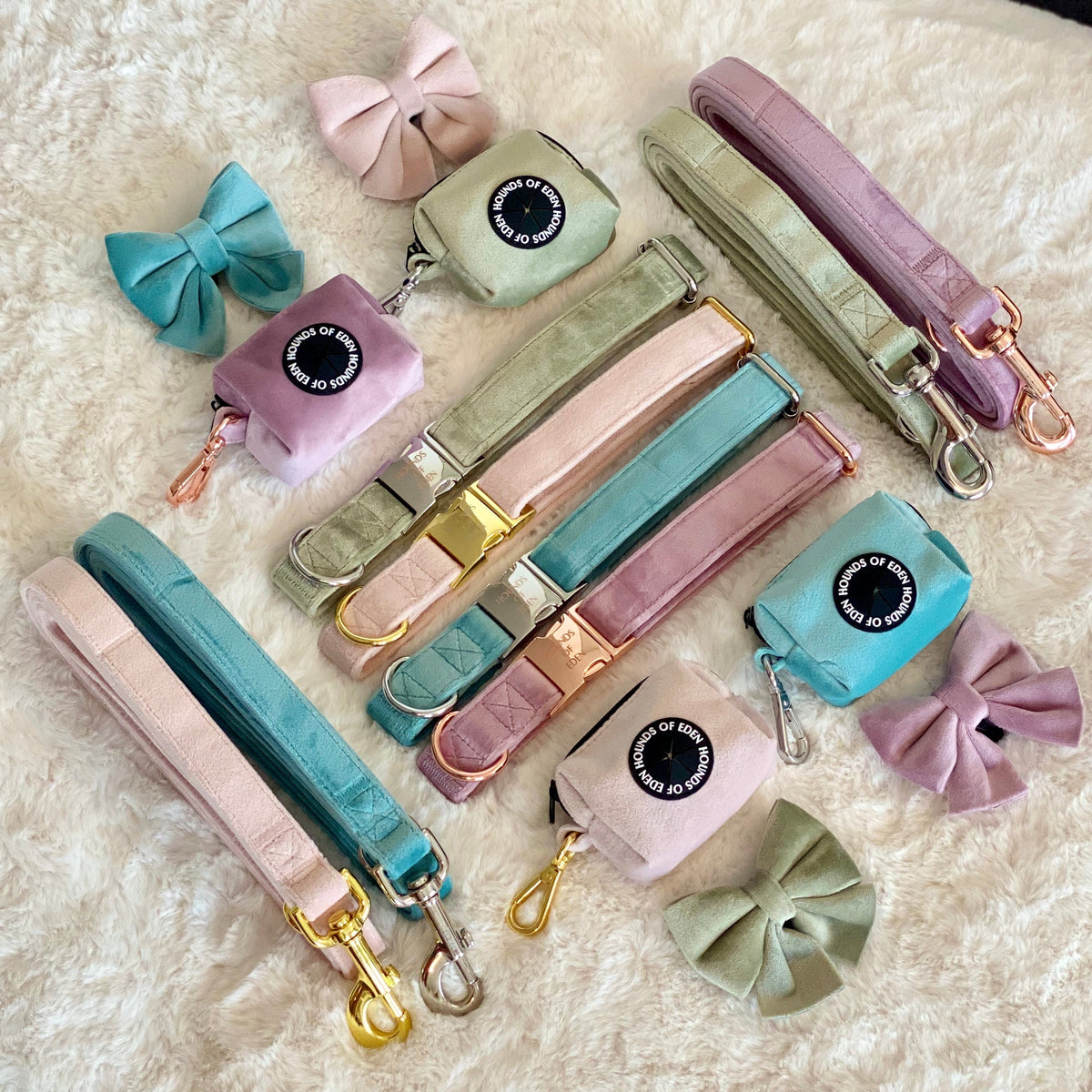 Lilac Dreams Velvet Dog Harness with Rose-Gold Hardware