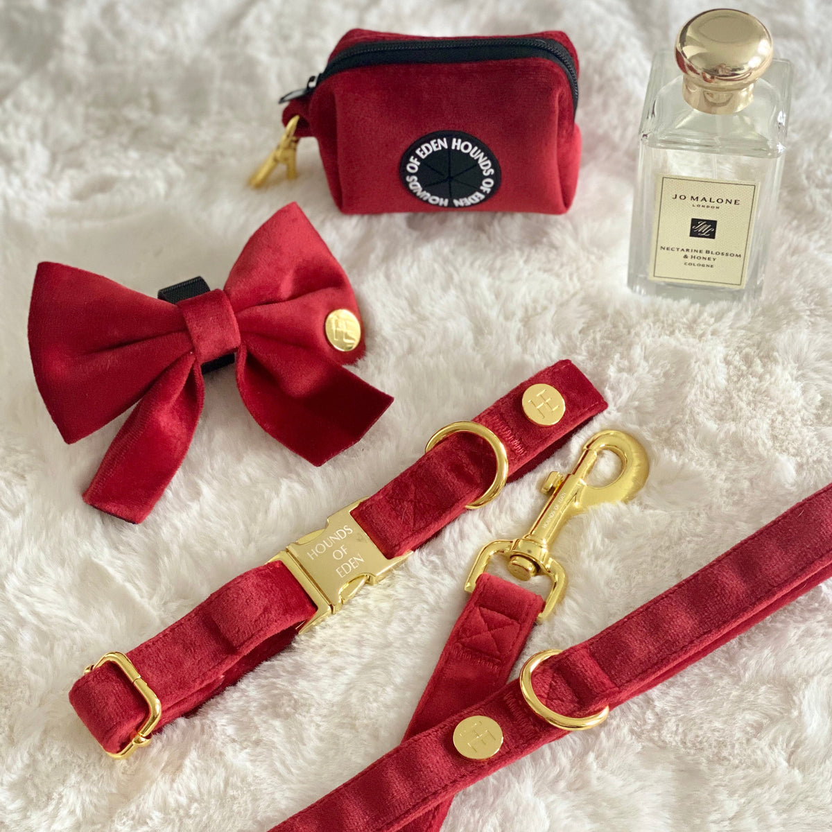 Ruby Red Velvet Dog Lead