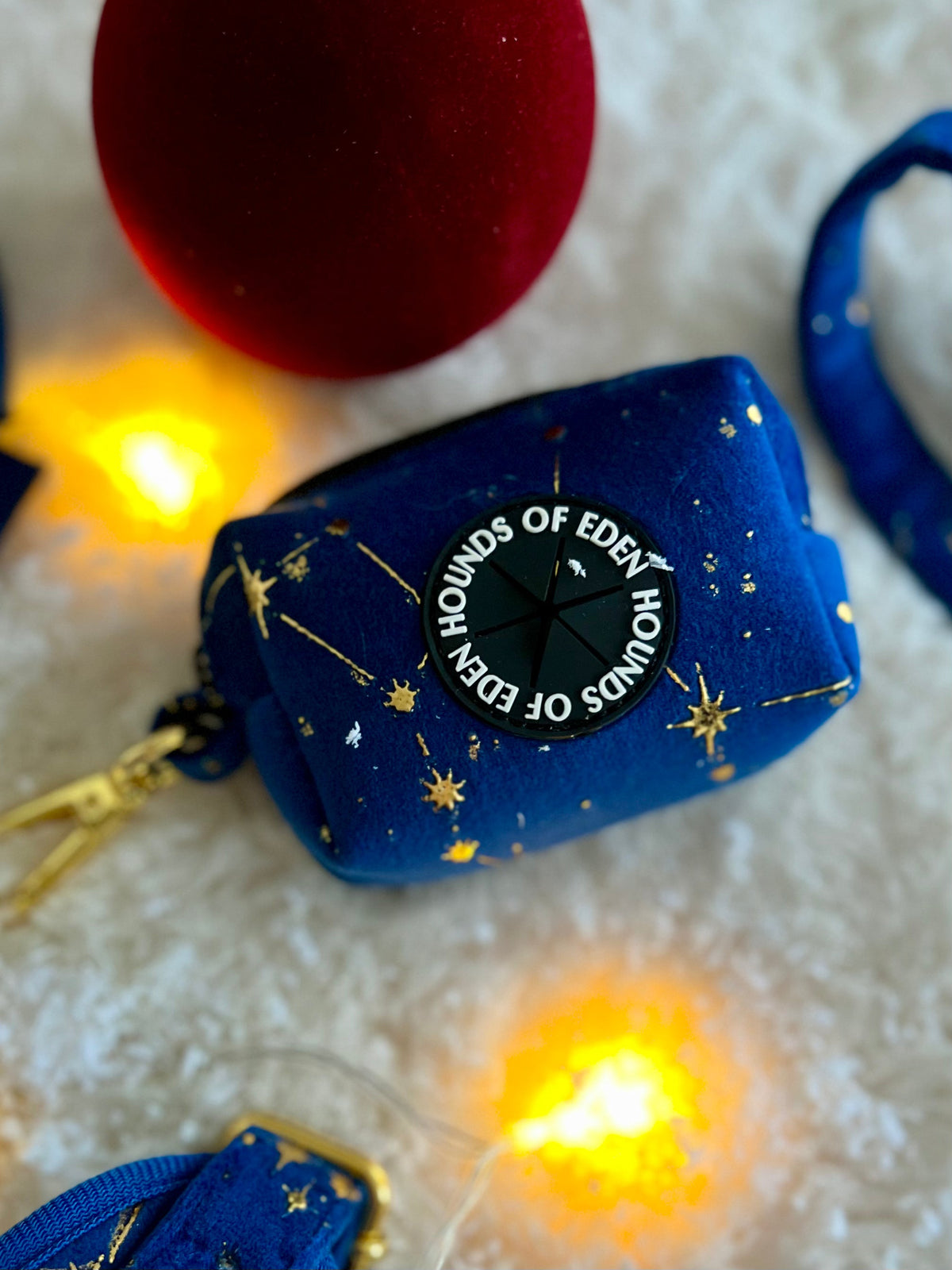 Sapphire Stars Velvet Poop Bag Holder
